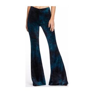 Jessica Simpson Black and Blue Tie Dye Velour Stretch Flare Pants, So Trendy!